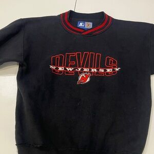 STARTER Black and Red New Jersey Devils Sweatshirt